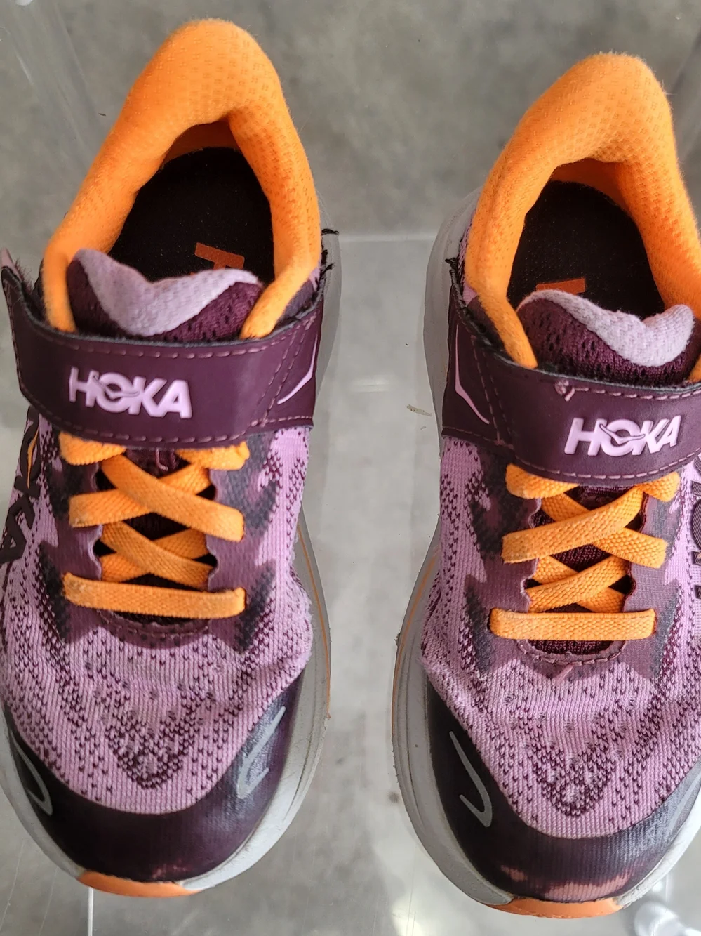 HOKA Kids' Purple and Orange Athletic Shoes